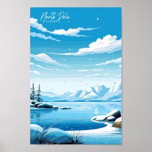 Nord Pole Alaska vintage resor illustration Poster
