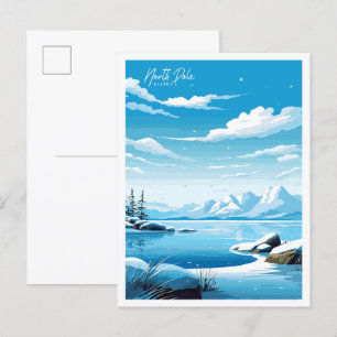 Nord Pole Alaska vintage resor illustration Vykort