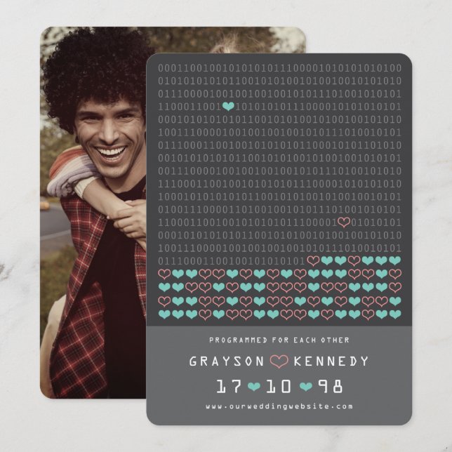 Nörd Programmerad För Kärlek Binär Kod Spara Datum Datumet (Fram/baksida)