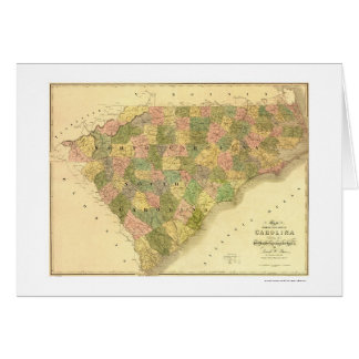 Nord & South Carolina karta 1839 Hälsningskort