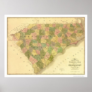 Nord & South Carolina karta 1839 Poster