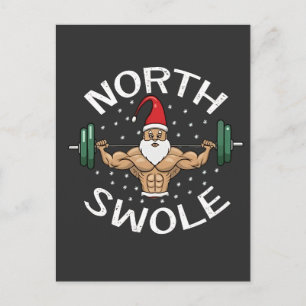 Nord Swole Rolig Muskel Tomte Jul Träning Meddelande Vykort