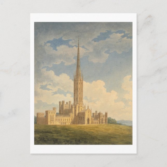 Nord-väster-vy av Fonthill Abbey (w/c på papper) Vykort (Framsida)