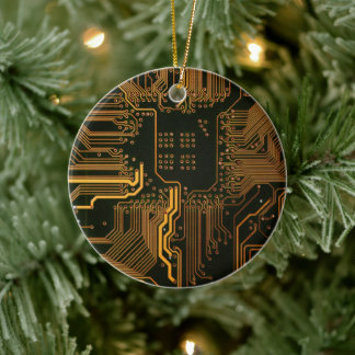 Nörda ut Nörd PCB Orange Elektronikkort  Julgransprydnad Keramik