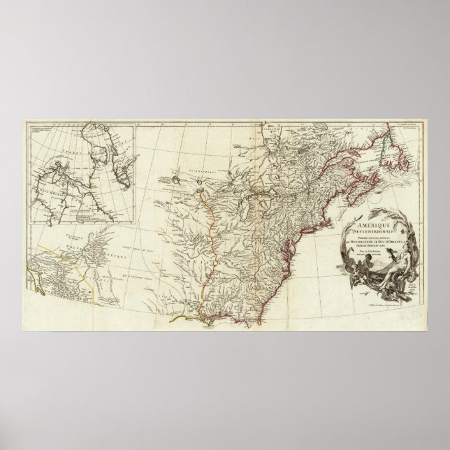 Nordamerika 1763 Gränsstationer i karta Poster (Framsidan)