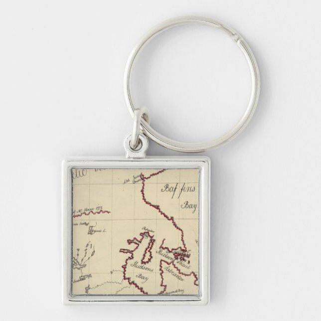 Nordamerika 17 fyrkantig silverfärgad nyckelring (Framsidan)