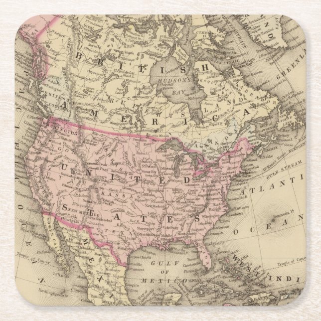 Nordamerika 19 underlägg papper kvadrat (Framsidan)
