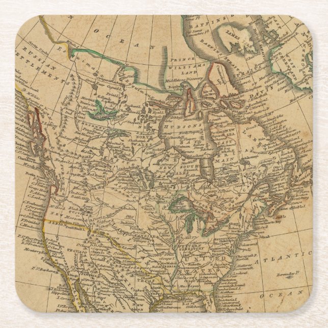 Nordamerika 3 underlägg papper kvadrat (Framsidan)