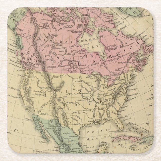 Nordamerika 6 underlägg papper kvadrat (Framsidan)