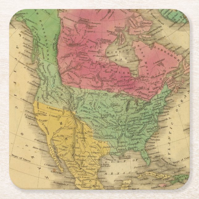 Nordamerika 9 2 underlägg papper kvadrat (Framsidan)