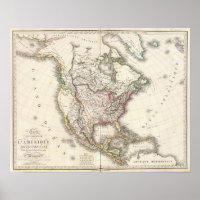 Nordamerika Engraved Karta