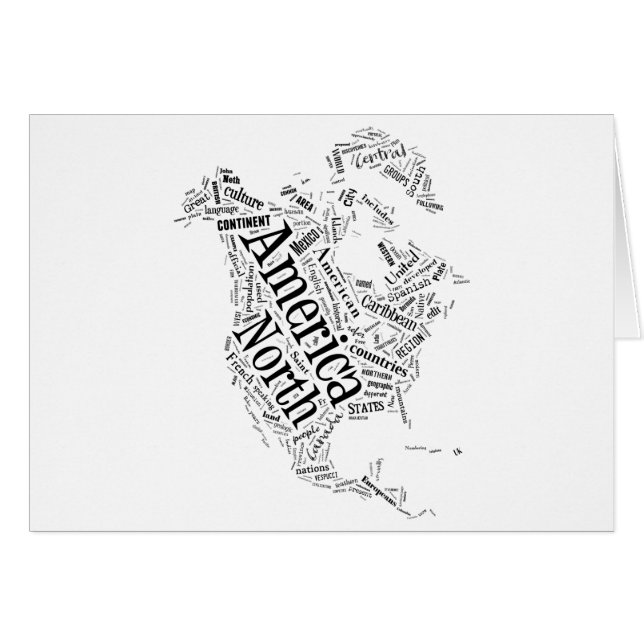 Nordamerika i Tagxedo Hälsningskort (Framsidan Horizontal)