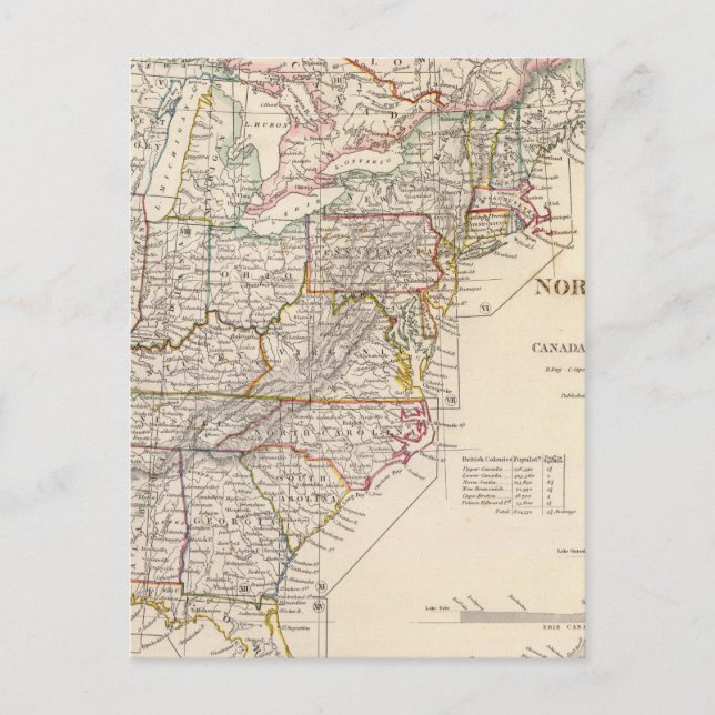 Nordamerika index karta vykort (Framsida)