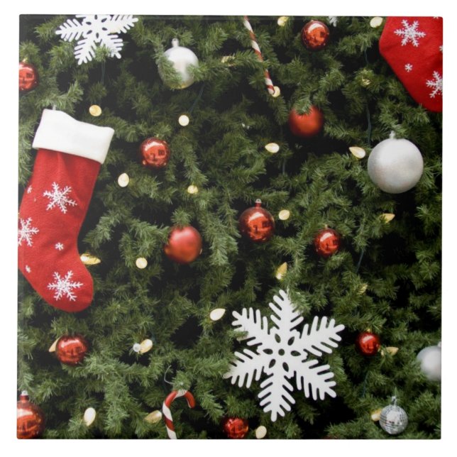 Nordamerika. Juldekorationer på träd. 2 Kakelplatta (Framsidan)