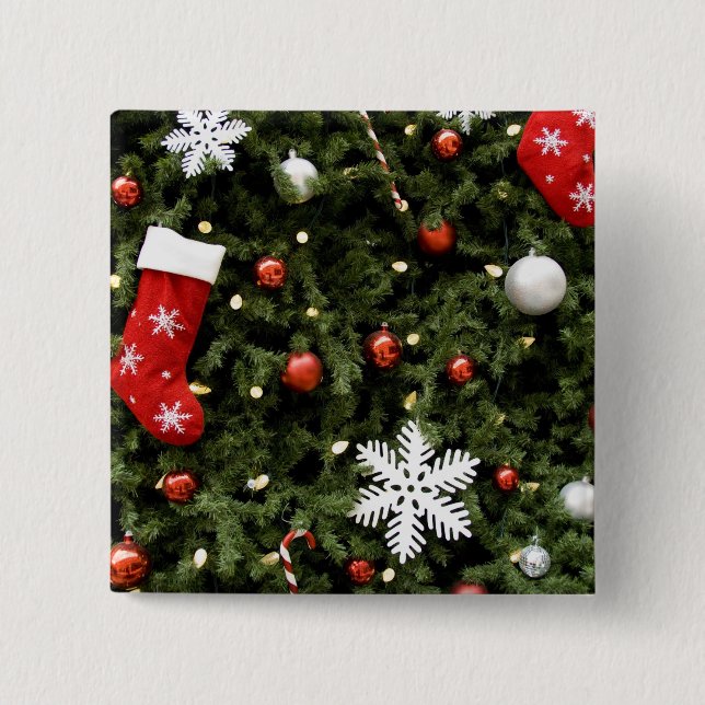 Nordamerika. Juldekorationer på träd. 2 Knapp (Framsida)