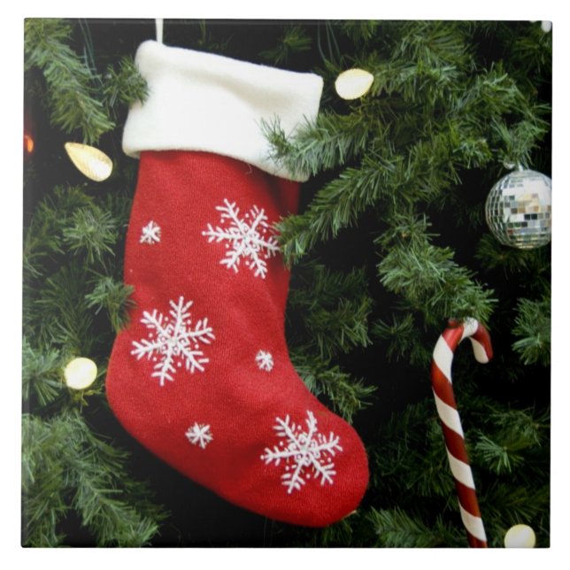 Nordamerika. Juldekorationer på träd. 3 Kakelplatta (Framsidan)