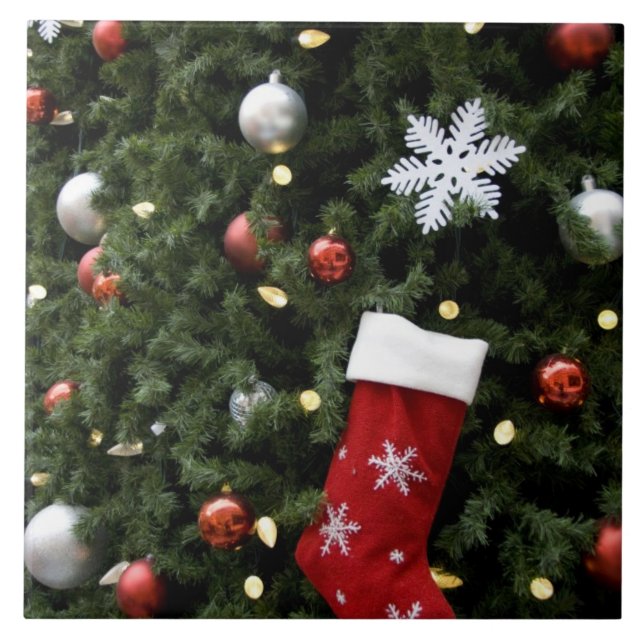 Nordamerika. Juldekorationer på träd. 5 Kakelplatta (Framsidan)