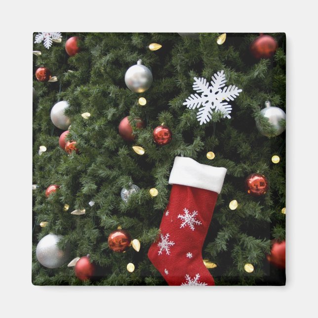 Nordamerika. Juldekorationer på träd. 5 Magnet (Framsidan)