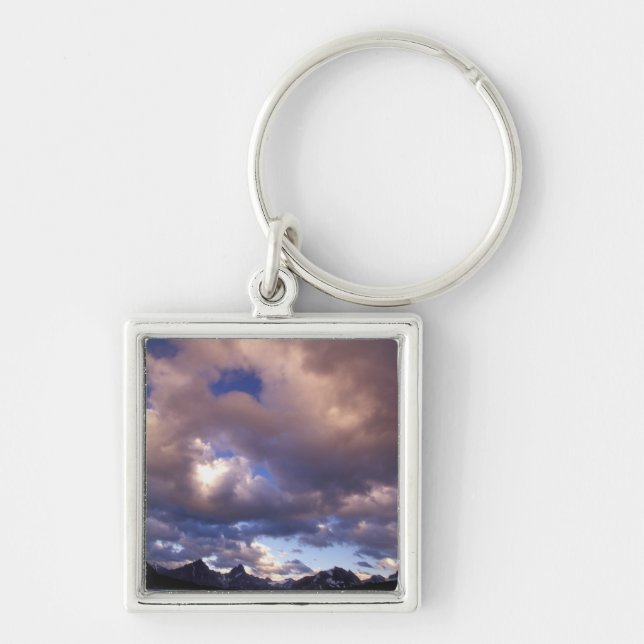 Nordamerika, Kanada, Alberta, Jasper 5 Fyrkantig Silverfärgad Nyckelring (Framsidan)