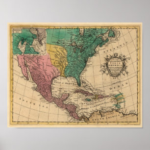 Nordamerika karta 1763 poster