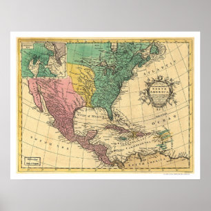 Nordamerika Karta 1763 Poster