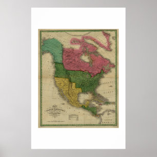 Nordamerika karta som dateras 1826 poster