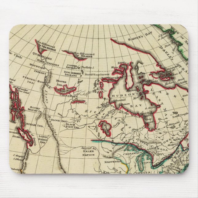 Nordamerika med gränser musmatta (Framsidan)