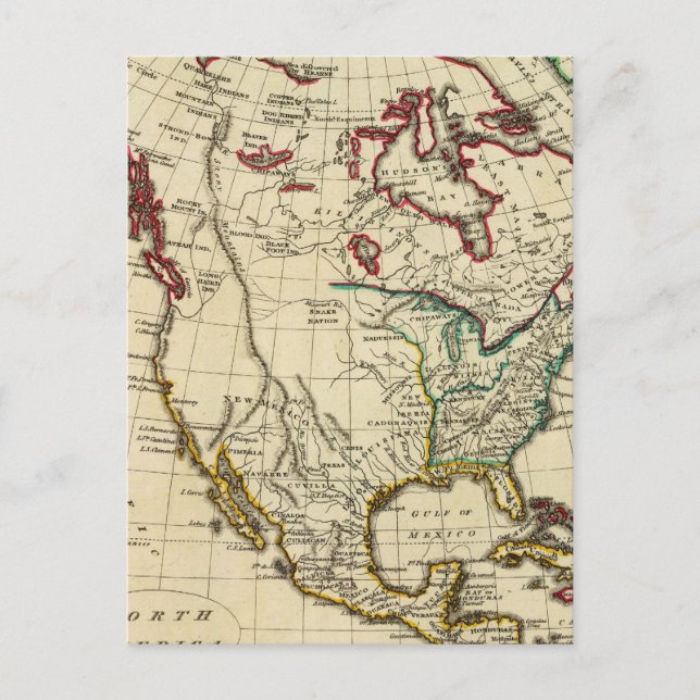 Nordamerika med gränser vykort (Framsida)
