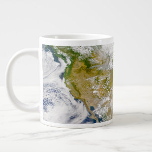 Nordamerika med rök synlig på platser. jumbo mugg