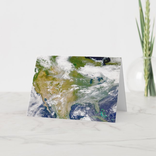 Nordamerika med rök synlig på platser. kort (Framsida)