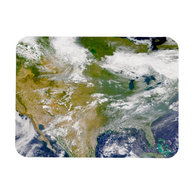 Nordamerika med rök synlig på platser. magnet (Horisontell)