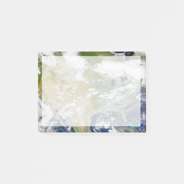 Nordamerika med rök synlig på platser. post-it block (Framsida)