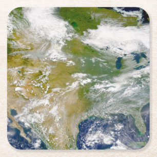 Nordamerika med rök synlig på platser. underlägg papper kvadrat