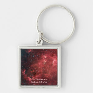 Nordamerika Nebula Infraröd Fyrkantig Silverfärgad Nyckelring