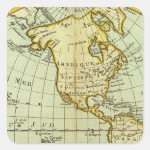 Nordamerika och South America Fyrkantigt Klistermärke