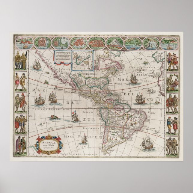 Nordamerika och Sydamerika Poster (Framsidan)