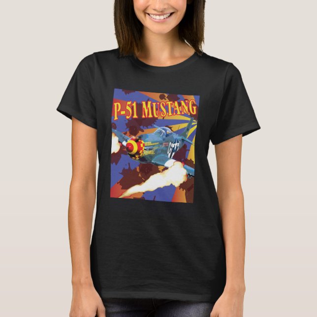 Nordamerika P 51 Mustang T Shirt (Framsida)