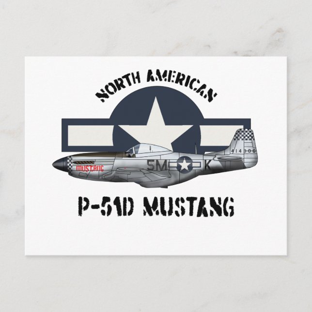 Nordamerika P-51D Mustang Vykort (Framsida)