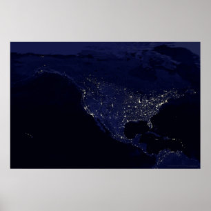 Nordamerika på natten 30 x 20 (24 x 16) poster