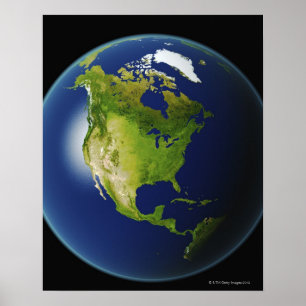 Nordamerika som ses från utrymme 2 poster