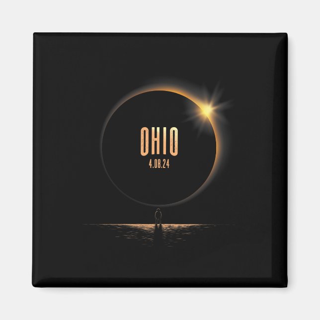 Nordamerika totalt Solar Eclipse 2024 Ohio Usa Magnet (Framsidan)