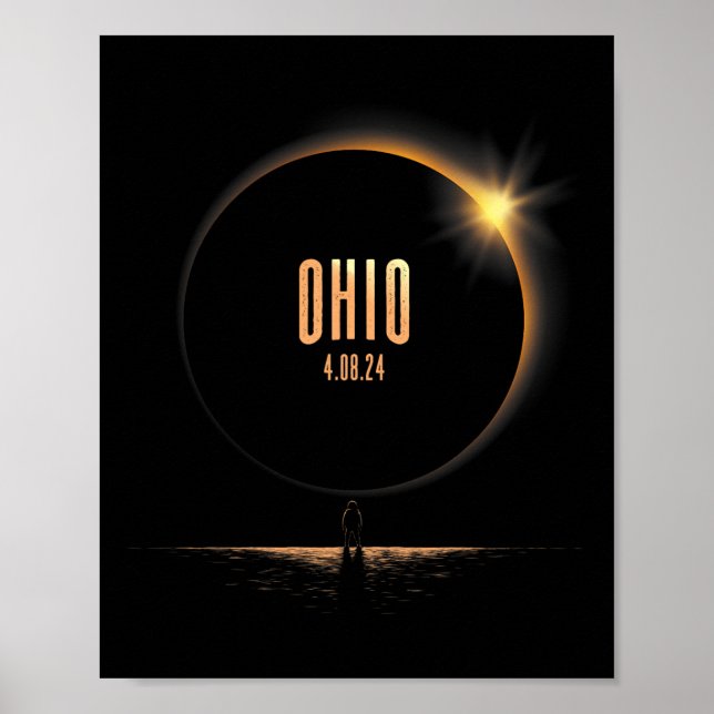 Nordamerika totalt Solar Eclipse 2024 Ohio Usa Poster (Framsidan)