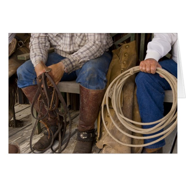 Nordamerika, USA. Cowboys avslappning och 2 Hälsningskort (Framsidan Horizontal)