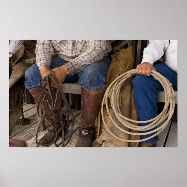 Nordamerika, USA. Cowboys avslappning och 2 Poster (Framsidan)