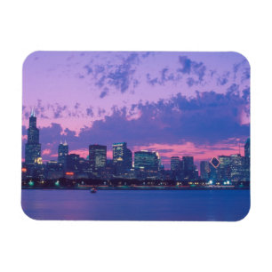 Nordamerika, USA, IL. Chicago settlinje i skymning Magnet