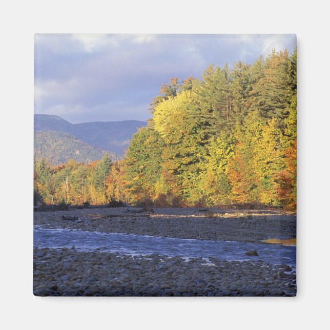 Nordamerika, USA, NH, Saco River. Rund sten Magnet (Framsidan)
