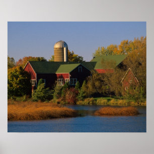 Nordamerika, USA, Wisconsin. Rött stall i Poster