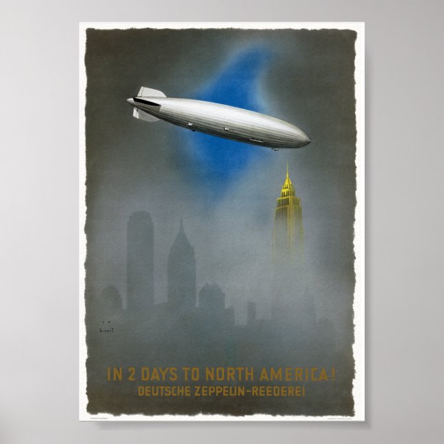 Nordamerika Zeppelin Vintage Affisch 1937 (Framsidan)