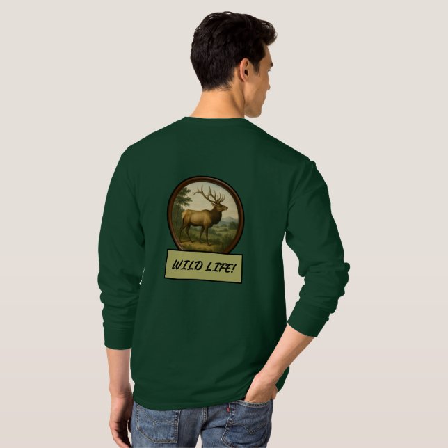 Nordamerikansk Elk Deep Forest Långärmad T Shirt (Hel baksida)