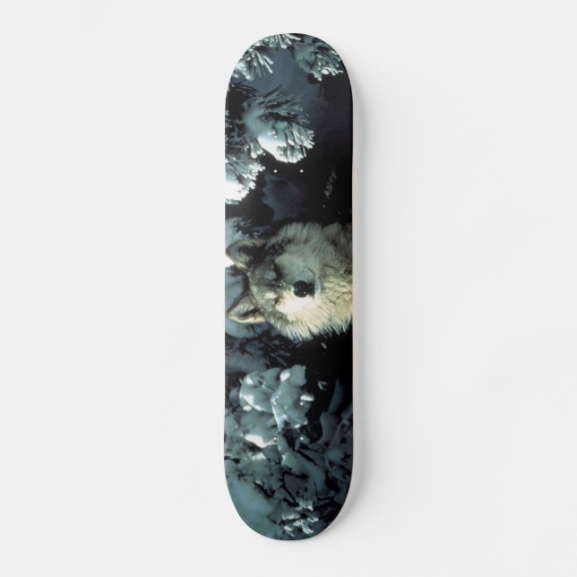 Nordamerikansk timmerVarg i Snö Old School Skateboard Bräda 18 Cm (Framsida)